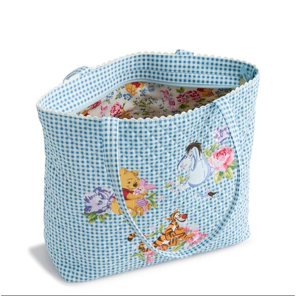 Vera Bradley Disney Winnie Pooh Tote Gingham Floral Cotton Eeyore Tigger Piglet - Picture 8 of 15